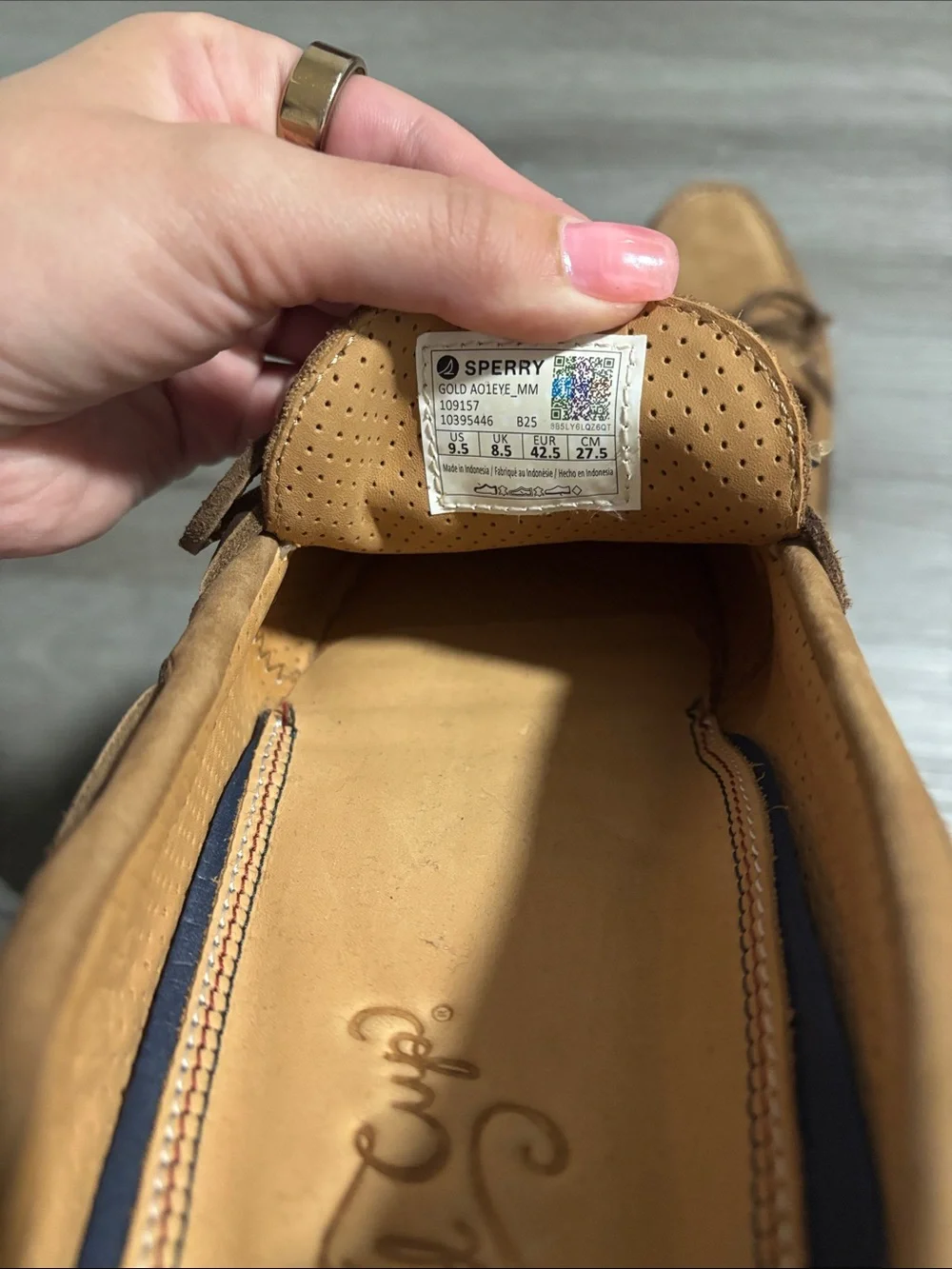 Sperry Men’s Tan Suede Boat Shoes with Lace Detail